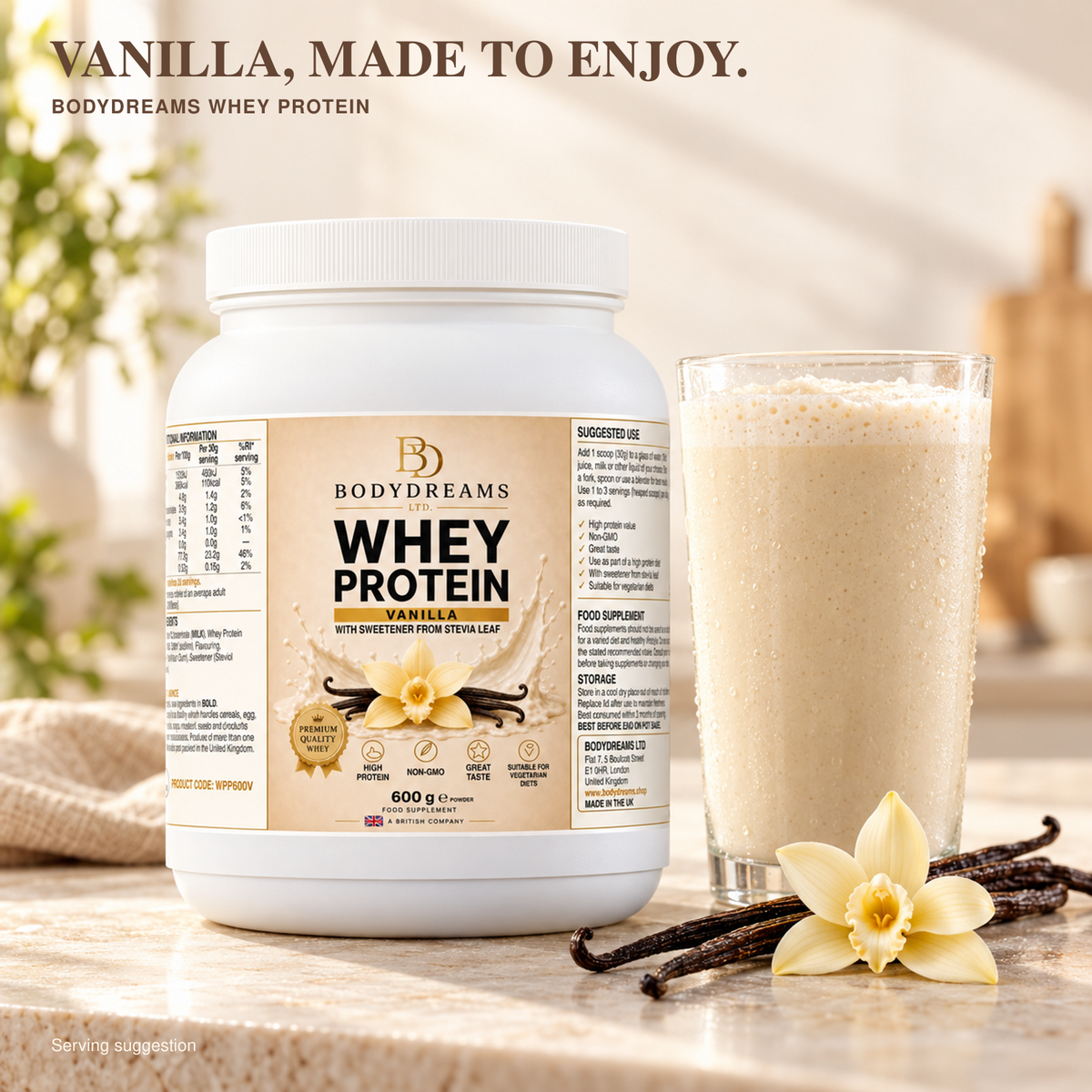 Vanilla Whey Protein Isolate Powder – 600g