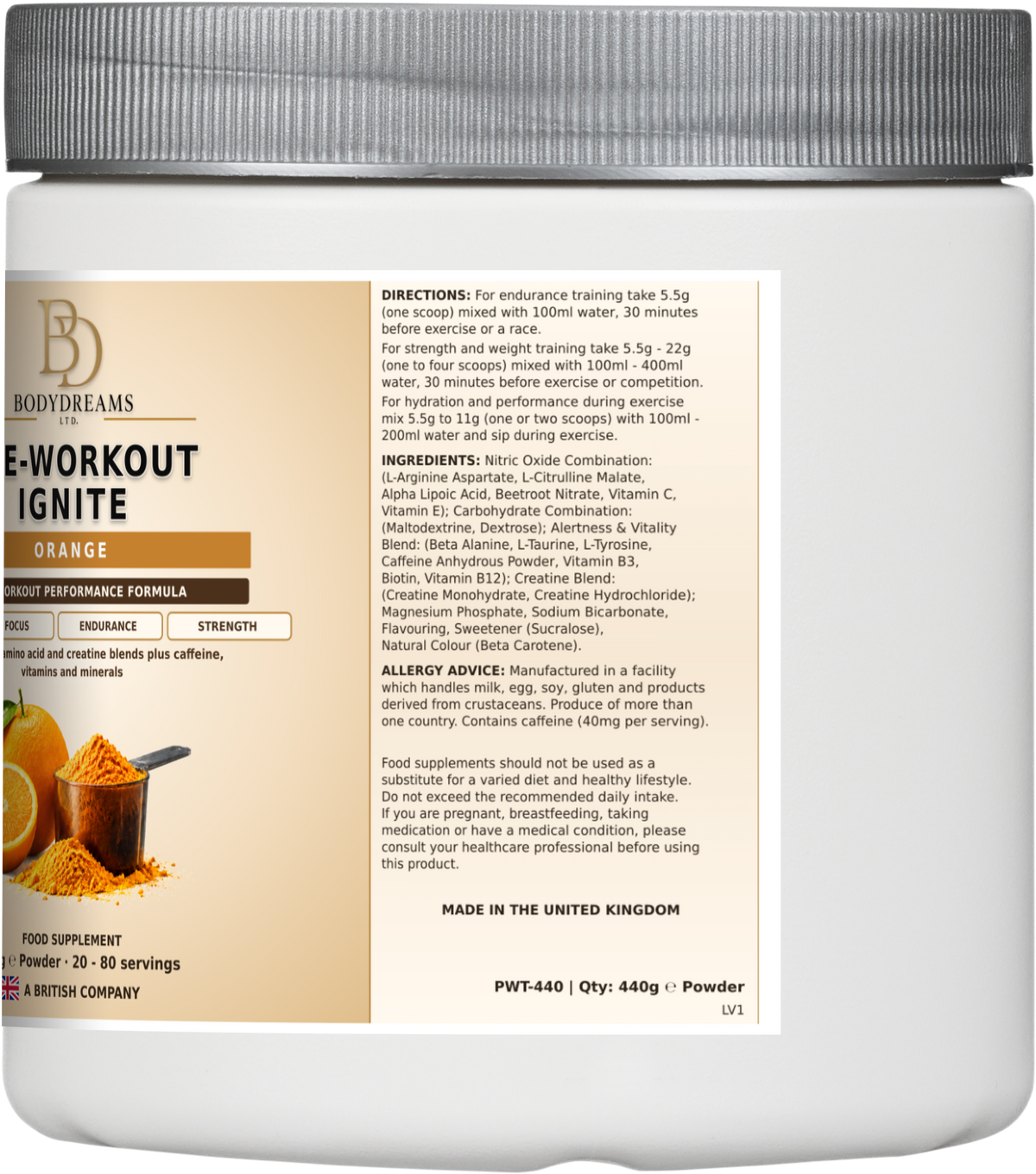 Pre-Workout Ignite – Orange, Vegan