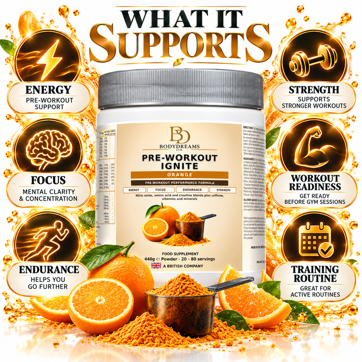 Pre-Workout Ignite – Orange, Vegan