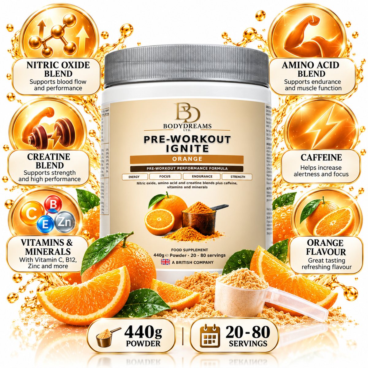 Pre-Workout Ignite – Orange, Vegan