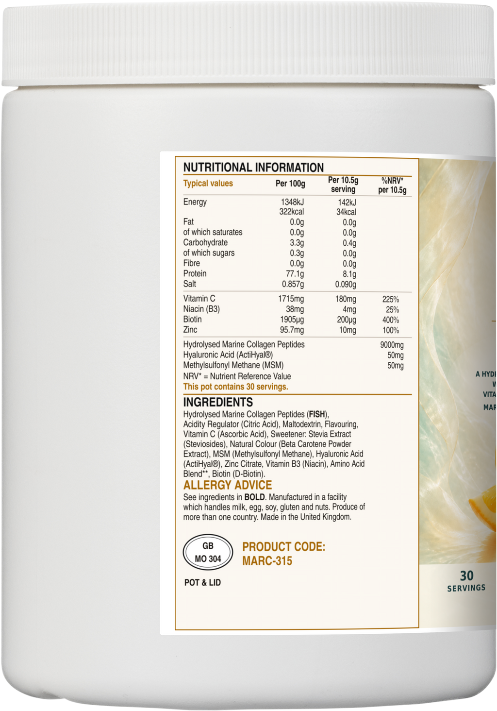 Marine Collagen – Orange & Mango – 315g