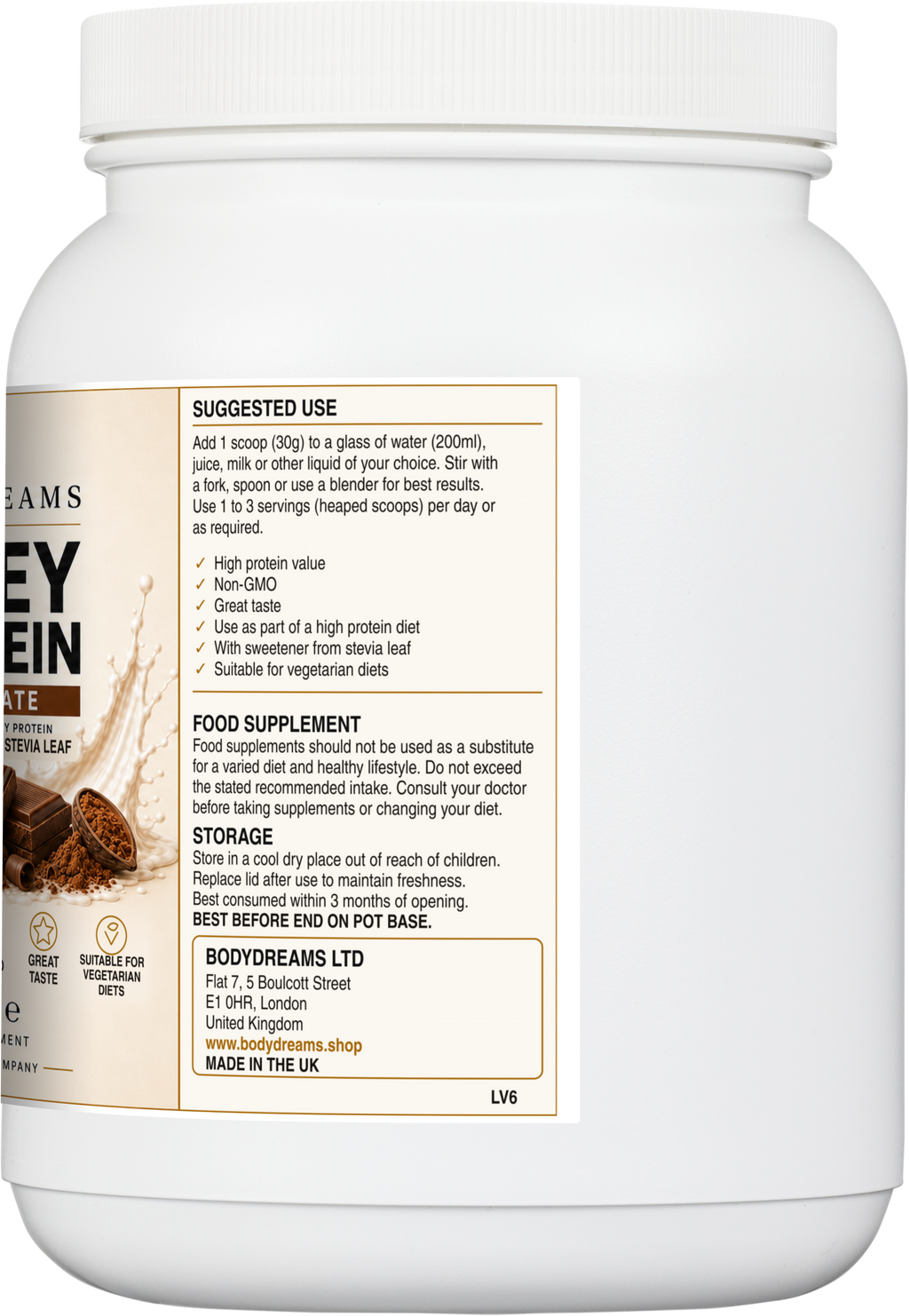 Chocolate Whey Protein Isolate Powder – 600g
