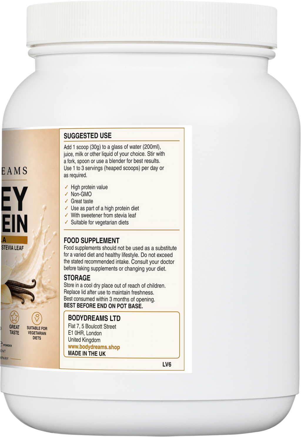 Vanilla Whey Protein Isolate Powder – 600g